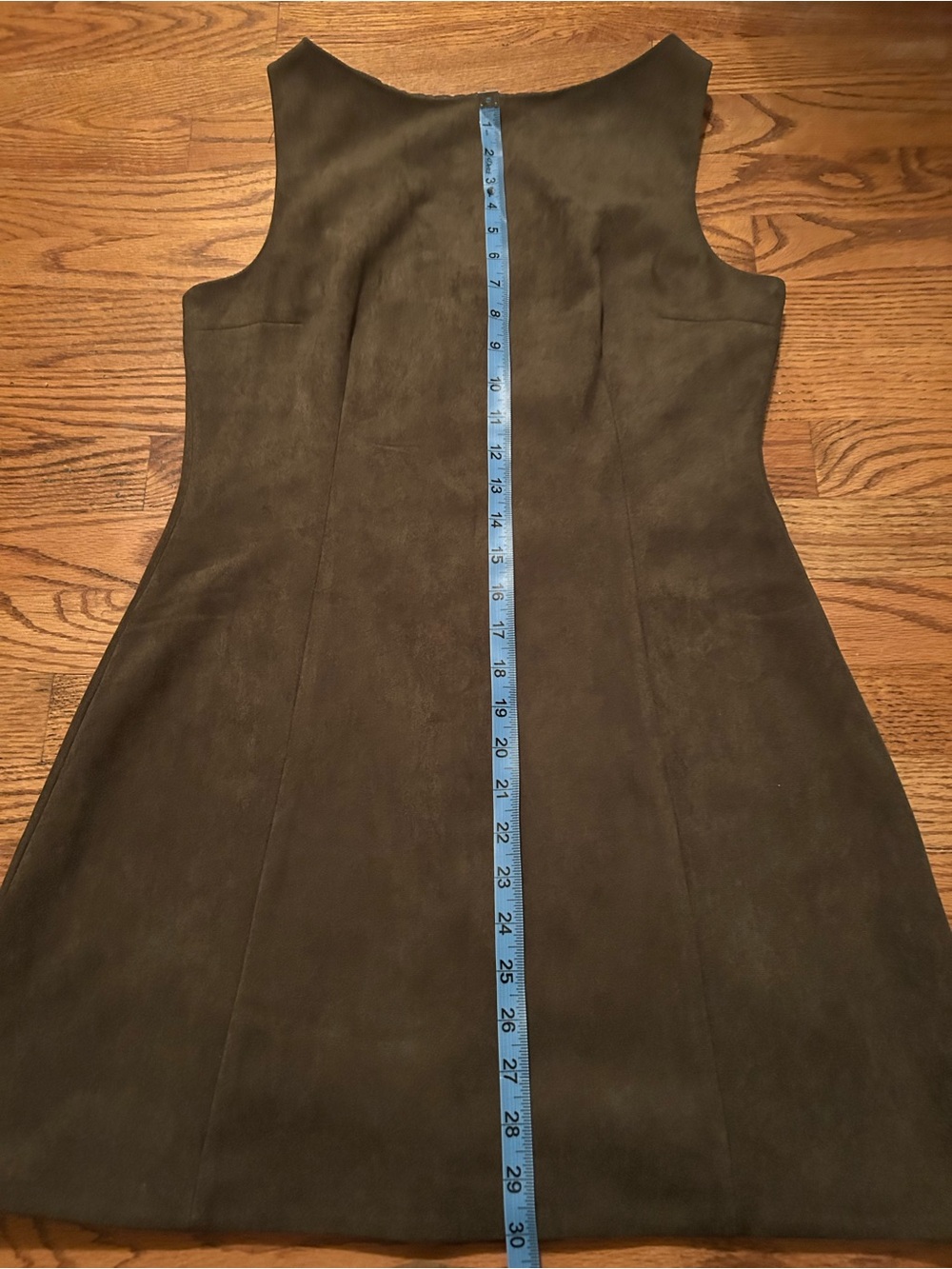Sofie the Label Women’s Sz M Faux Suede Dark Olive Green A-Line Dress - Picture 6 of 11